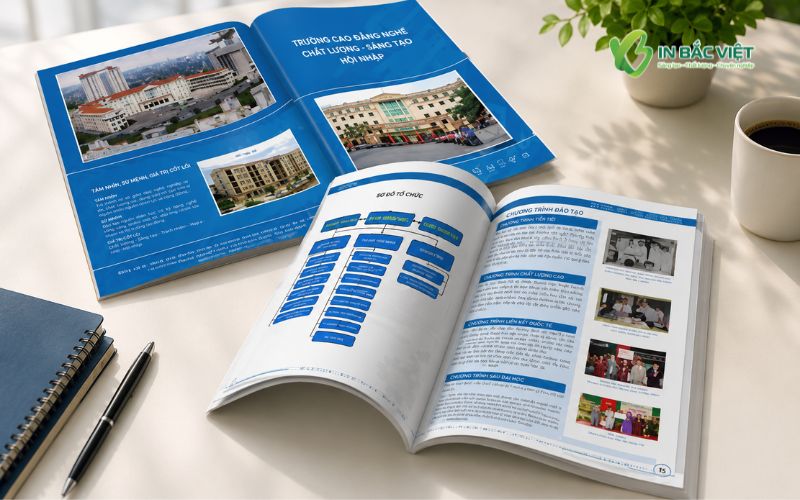 Catalogue trường cao đẳng thiết kế bắt mắt, trình bày thông tin đào tạo rõ ràng