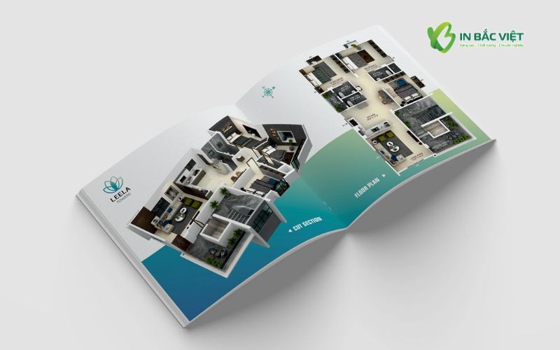 Mẫu catalogue bất động sản nhà ở thể hiện mặt bằng căn hộ chi tiết
