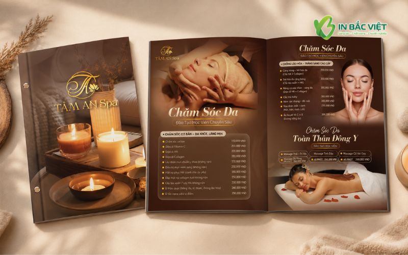 Menu Spa chăm sóc da phong cách sang trọng, thu hút khách hàng