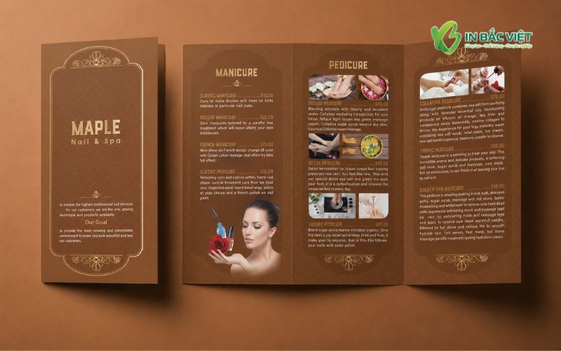 Menu Nail & Spa phong cách sang trọng, bố cục cuốn hút