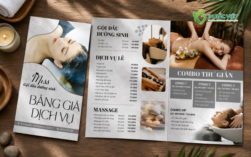 Menu Spa gội đầu dưỡng sinh dạng gấp đôi