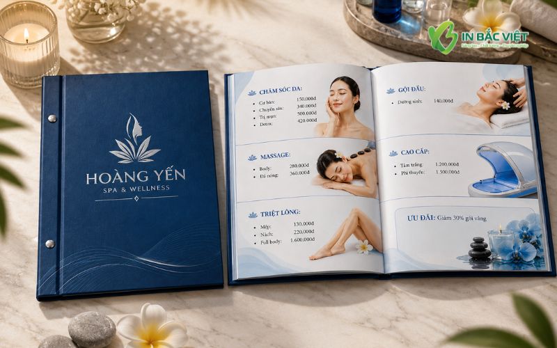 Menu Spa làm đẹp bìa da cao cấp