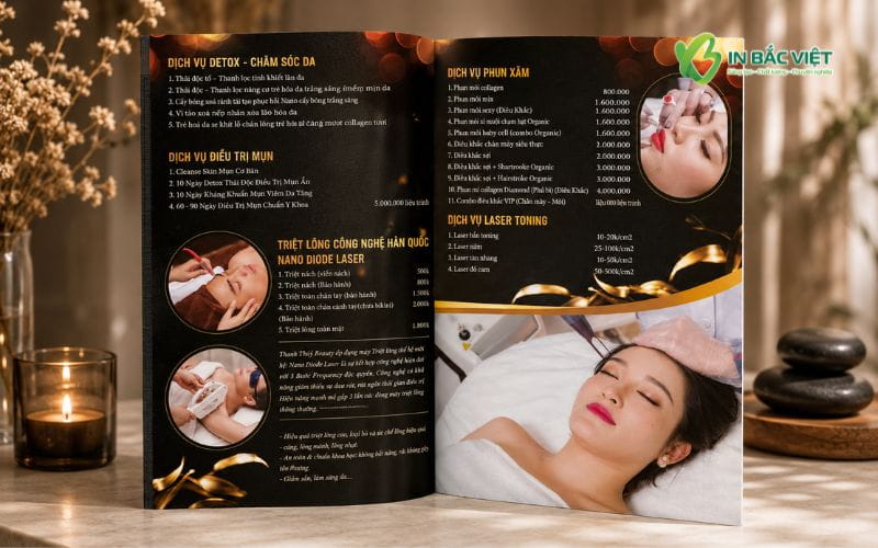 Tài liệu giới thiệu dịch vụ Spa khổ A4 với thiết kế nổi bật, thu hút