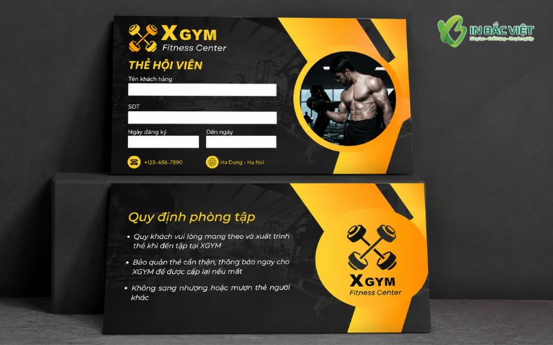 Mẫu thẻ hội viên phòng tập Gym thiết kế hiện đại cho Fitness Center