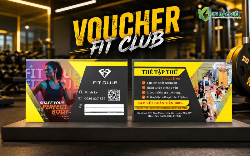 Mẫu thẻ tập thử Fitness thiết kế hiện đại cho phòng tập Fit Club