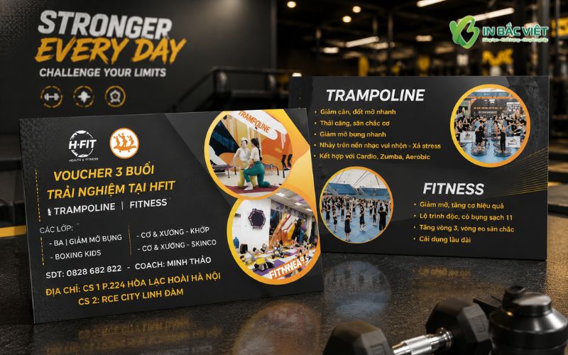 Mẫu Voucher tập thử Fitness ấn tượng cho phòng tập