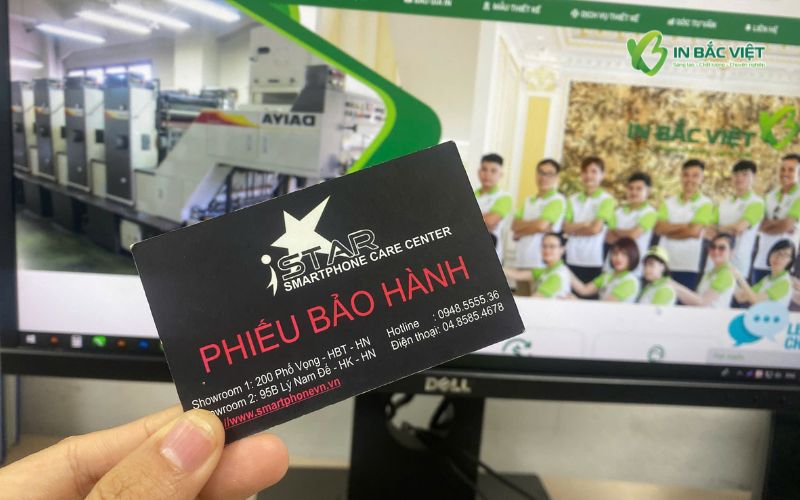 In phiếu bảo hành cửa hàng điện thoại đẹp theo yêu cầu tại In Bắc Việt