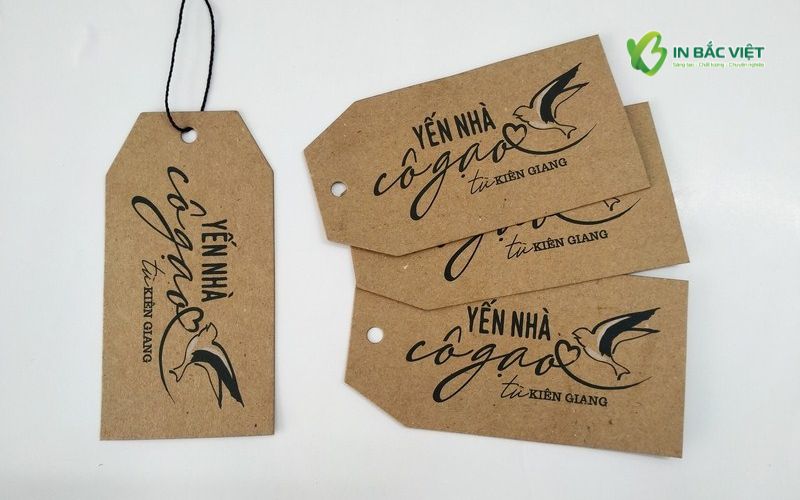 In tag giấy kraft logo thương hiệu nổi bật