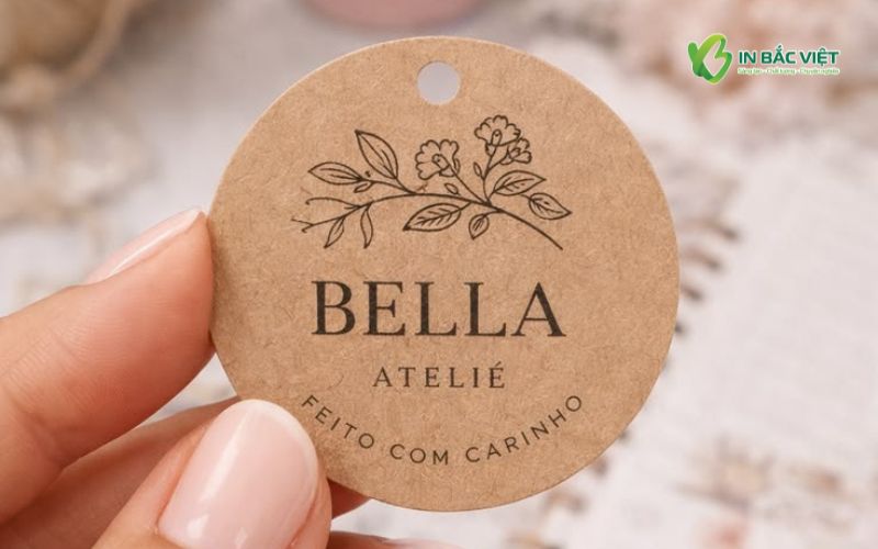 Mác treo sản phẩm hình tròn bằng giấy kraft đẹp mắt