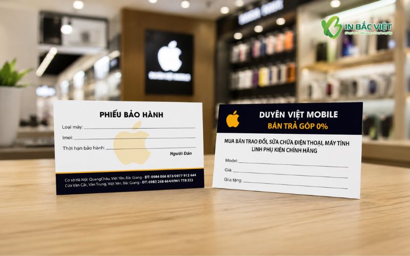 Phiếu bảo hành điện thoại kết hợp phiếu trả góp chuyên nghiệp