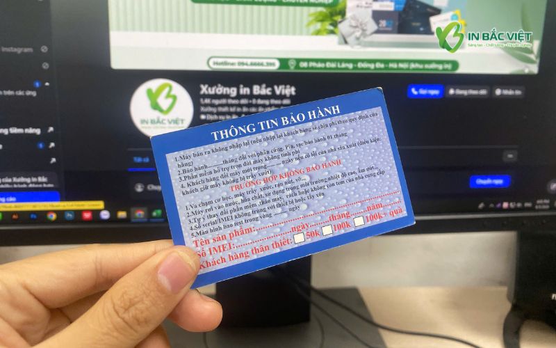 Mẫu phiếu bảo hành phụ kiện điện thoại được in tại Xưởng In Bắc Việt