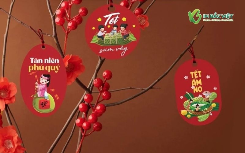 Mẫu Tag giấy trang trí cành cây dịp lễ Tết