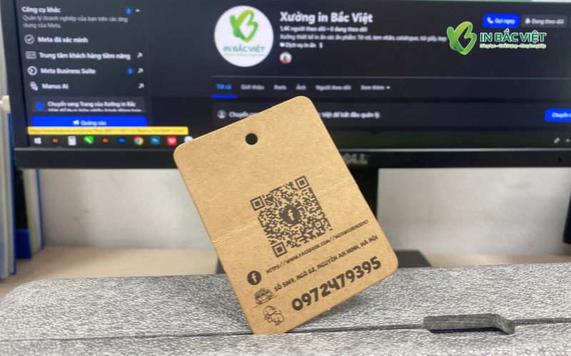 Mẫu tag treo kraft bo góc chứa thông tin liên hệ