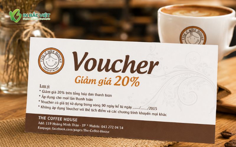Mẫu Voucher giảm giá thiết kế đơn giản dành cho cửa hàng cà phê