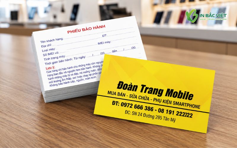 Phiếu bảo hành smartphone và phụ kiện điện thoại thiết kế theo yêu cầu