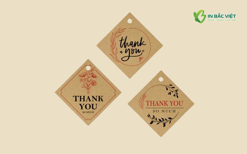 Tag treo Thank You hình thoi đục lỗ để treo lên sản phẩm