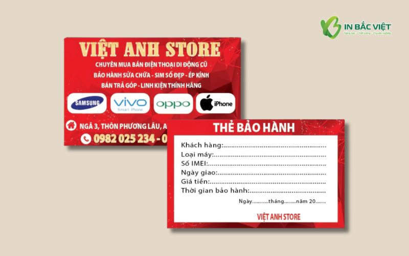 Thẻ bảo hành store điện thoại thiết kế nổi bật giúp tăng nhận diện thương hiệu