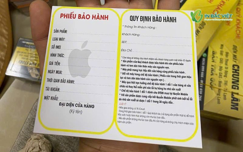 Phiếu bảo hành điện thoại giúp quản lý thông tin sản phẩm và thời gian bảo hành