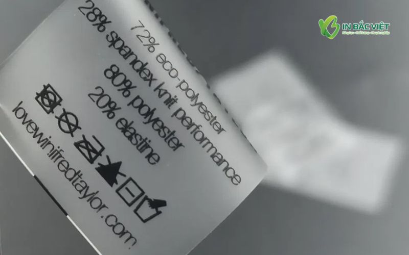 Mác TPU trong suốt in thông tin và ký hiệu giặt là sắc nét