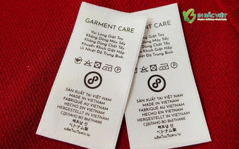 Mẫu mác Satin hướng dẫn giặt là, hướng dẫn sử dụng in rõ nét