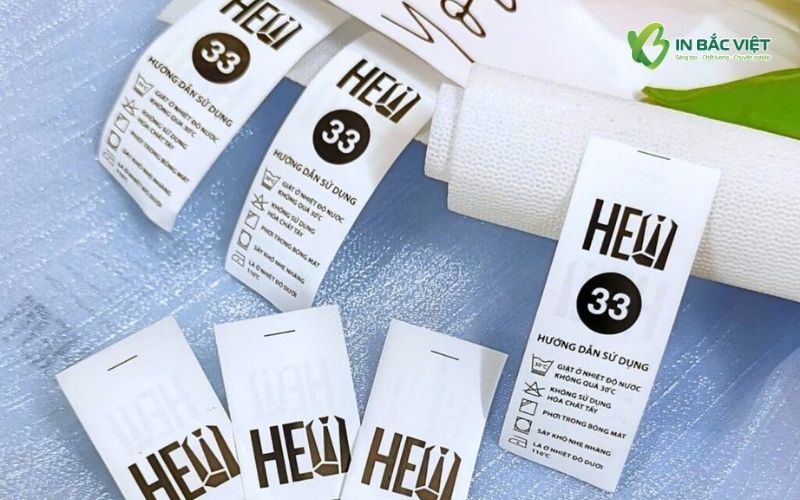 Nhãn vải nilon in hướng dẫn sử dụng, size và thông tin sản phẩm