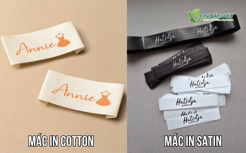 So sánh mác in Cotton và mác in Satin về bề mặt, màu sắc và phong cách
