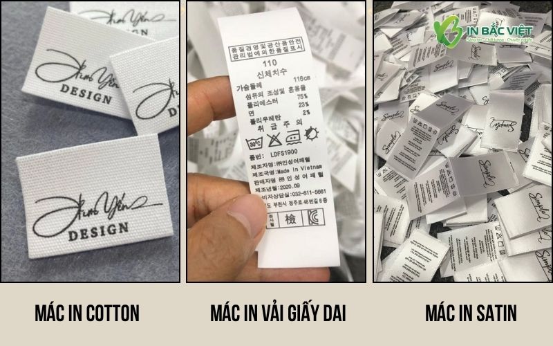 So sánh mác in Satin, mác in Cotton và mác in vải giấy dai