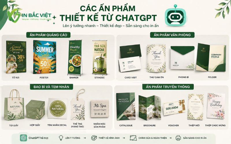 Các ấn phẩm có thể thiết kế bằng ChatGPT để in