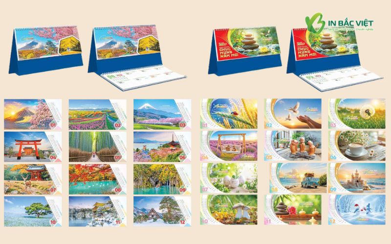 Các mẫu lịch để bàn Tết 2027 phôi sẵn với nhiều chủ đề và thiết kế khác nhau