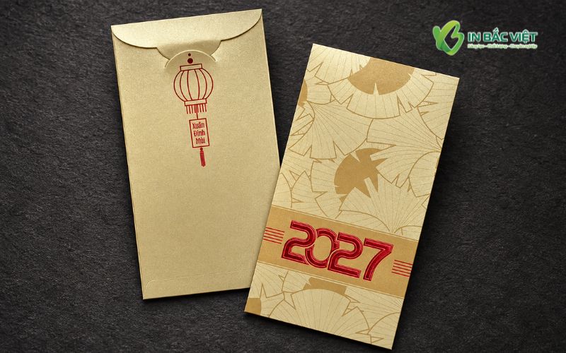 Mẫu bao lì xì màu vàng ánh trai sang trọng dành cho doanh nghiệp