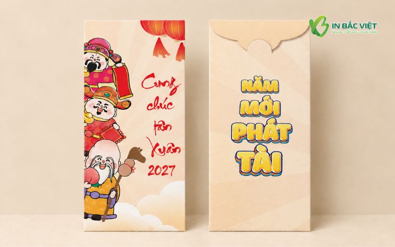 Mẫu lì xì hình Phúc Lộc Thọ chúc năm mới phát tài 2027