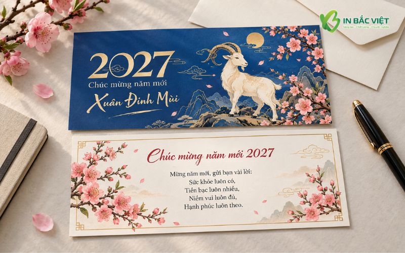 Thiệp Tết Xuân Đinh Mùi 2027 gửi tặng bạn bè thân thiết