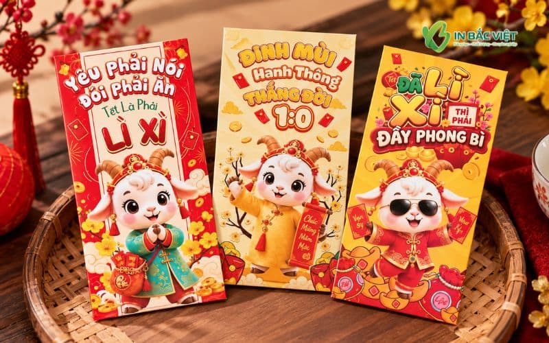 ao lì xì hình con dê với câu chúc hài hước