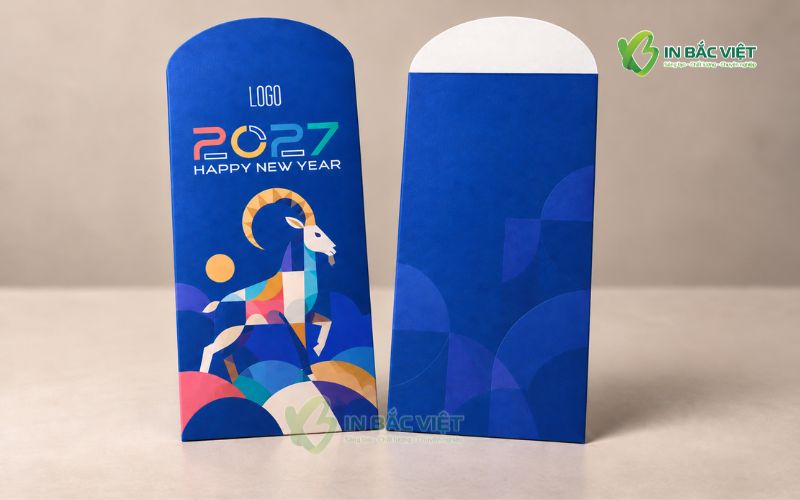 Mẫu bao lì xì 2027 ấn tượng với biểu tượng con dê cách điệu
