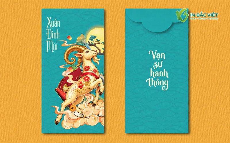 Phong bao lì xì xanh ngọc Xuân Đinh Mùi 2027