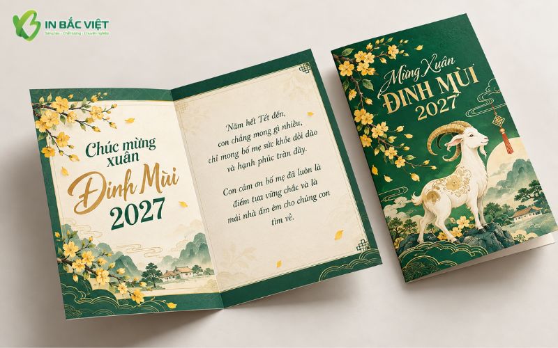 Mẫu thiệp chúc Tết bố mẹ 2027 Xuân Đinh Mùi