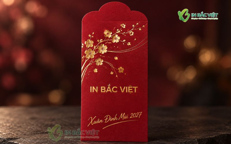 Phong bao lì xì doanh nghiệp in giấy mỹ thuật ép nhũ vàng cao cấp