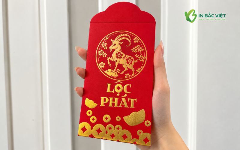 Phong bao lì xì Xuân Đinh Mùi giấy mỹ thuật ép nhũ cao cấp