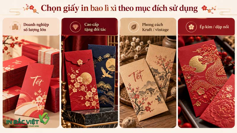 Chọn giấy in bao lì xì theo mục đích sử dụng