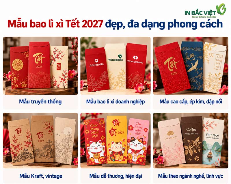 mẫu in bao lì xì 2027 với nhiều phong cách khác nhau