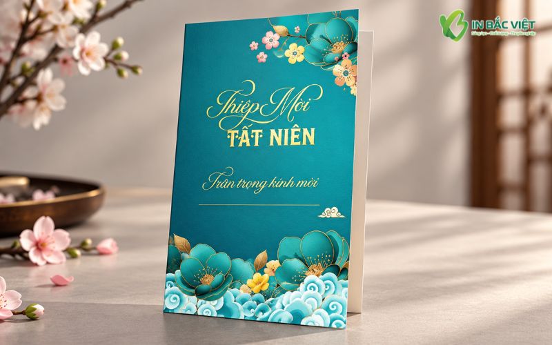Mẫu thiệp mời tất niên công ty gập đôi thiết kế sang trọng