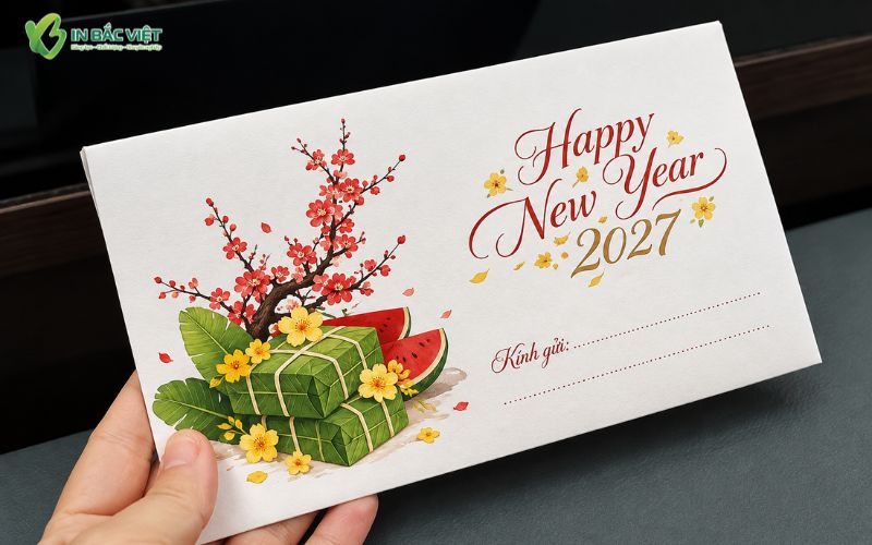 Mẫu phong bì chúc mừng năm mới 2027 phong cách truyền thống