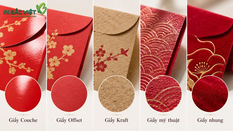 So sánh bề mặt giấy Couche, Offset, Kraft, giấy mỹ thuật và giấy nhung