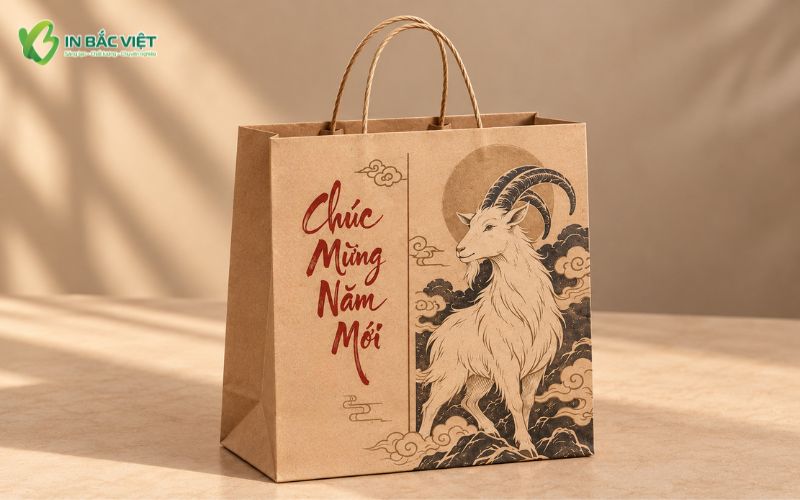 Túi giấy đựng quà Tết giá rẻ bằng giấy Kraft nâu